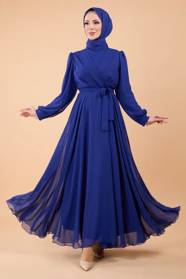 BELTED EVENING DRESS