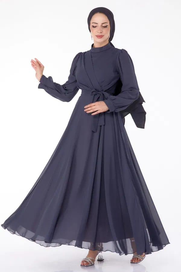 BELTED EVENING DRESS