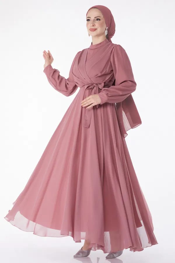 BELTED EVENING DRESS